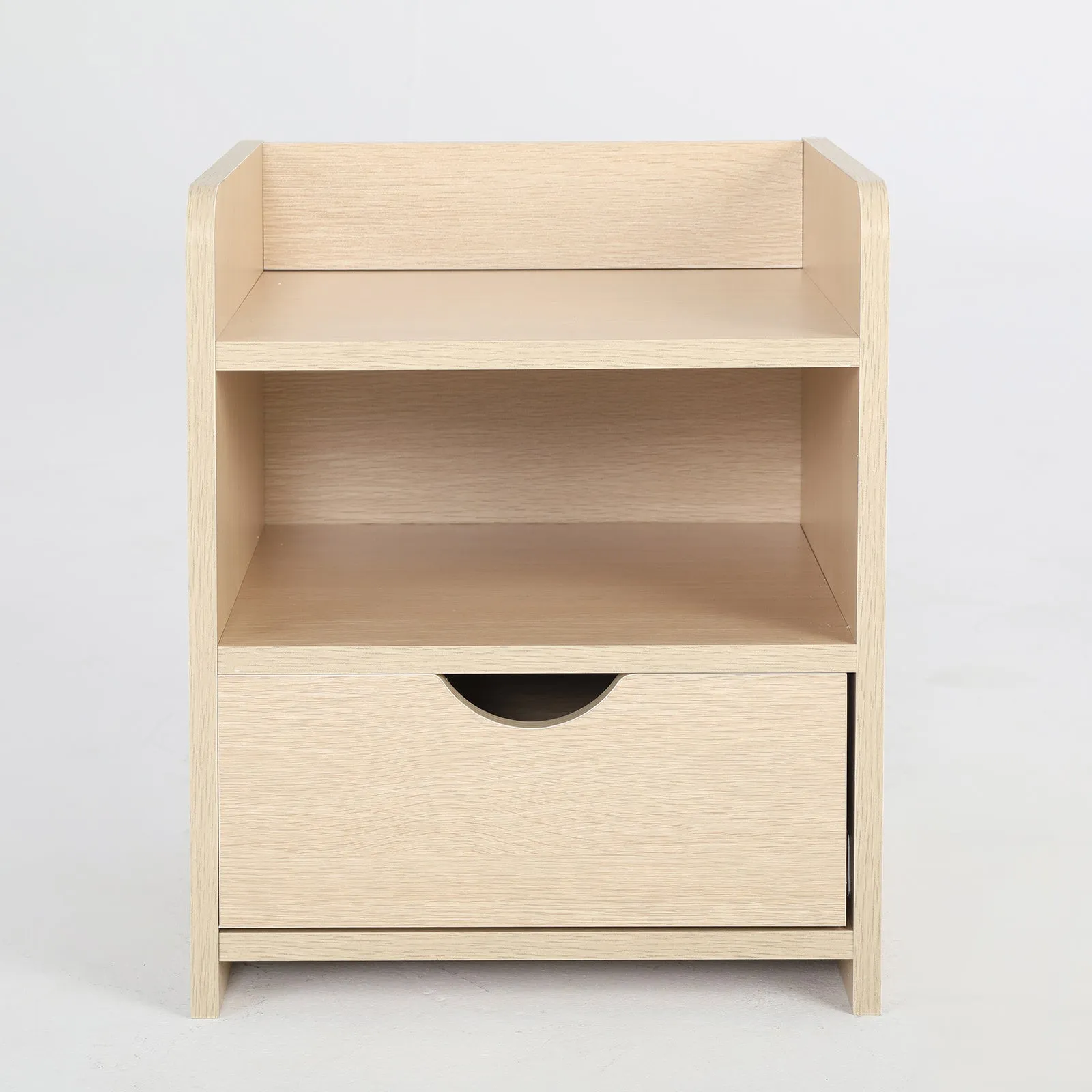 2x Bedside Table | Side Storage Cabinet | Nightstand | Bedroom 1 Drawer | 2 Shelf | LARK | Oak