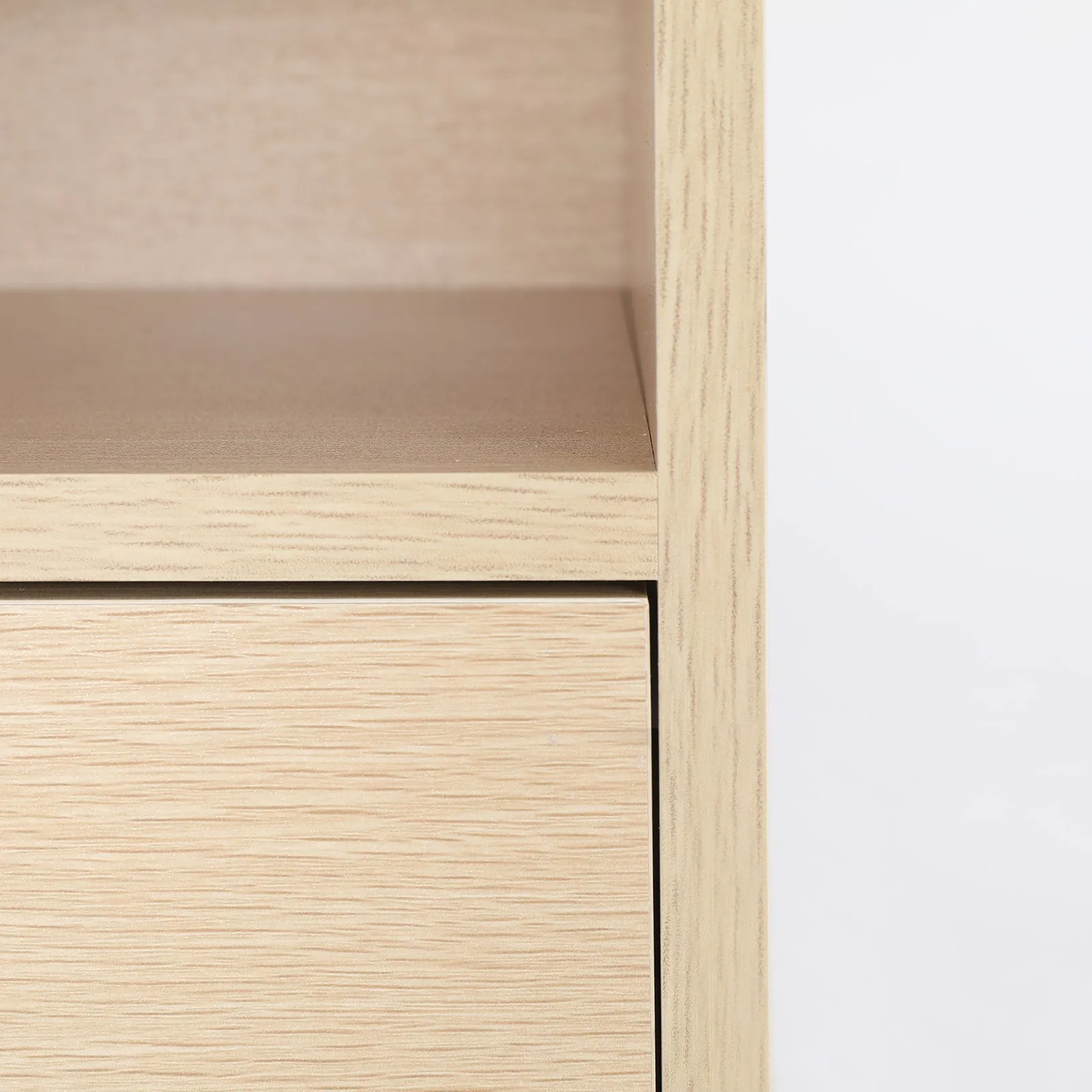 2x Bedside Table | Side Storage Cabinet | Nightstand | Bedroom 1 Drawer | 2 Shelf | LARK | Oak