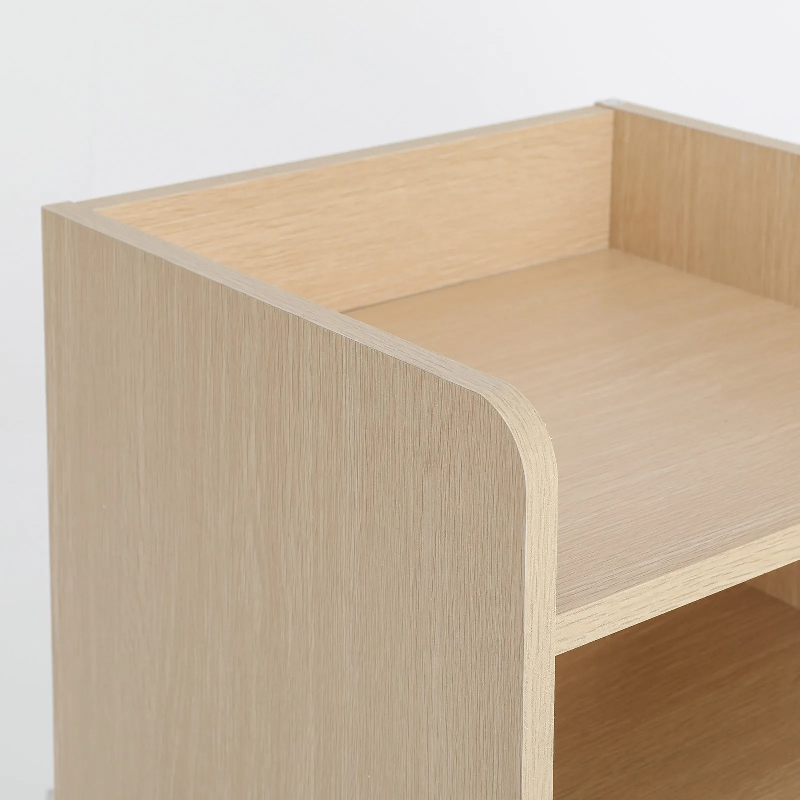 2x Bedside Table | Side Storage Cabinet | Nightstand | Bedroom 1 Drawer | 2 Shelf | LARK | Oak