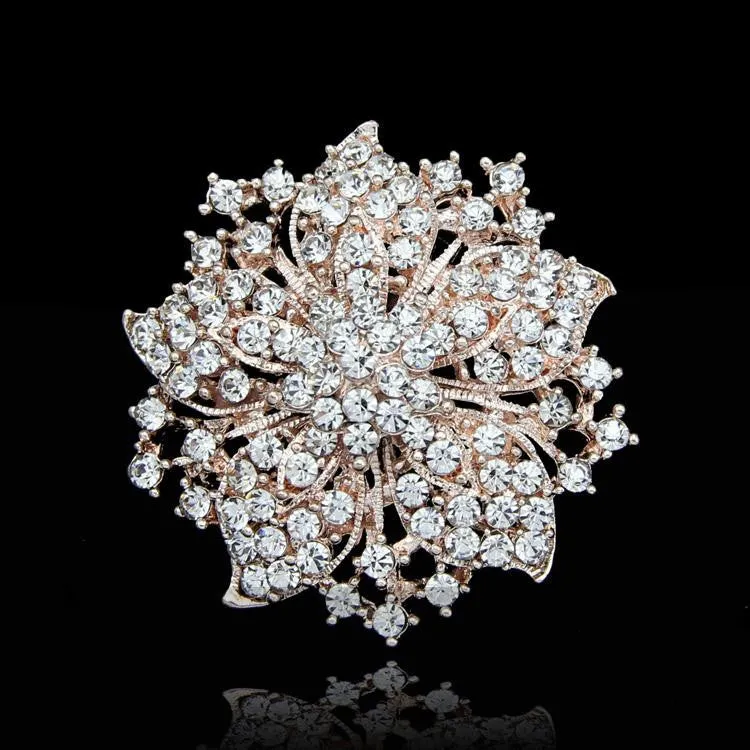 7 colors Vintage Style Black Rhinestone Crystal Diamante Party Brooch pins for women