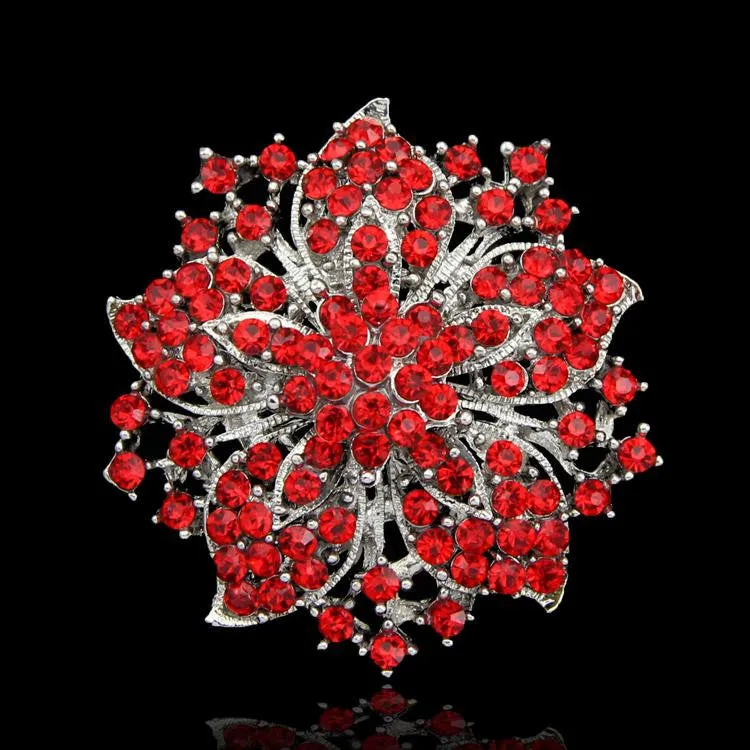 7 colors Vintage Style Black Rhinestone Crystal Diamante Party Brooch pins for women