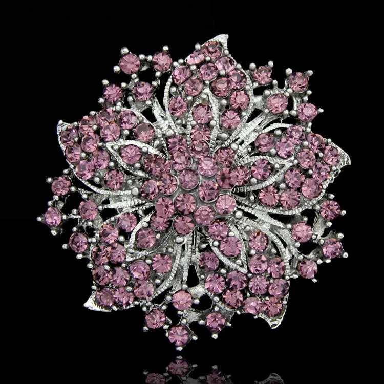 7 colors Vintage Style Black Rhinestone Crystal Diamante Party Brooch pins for women