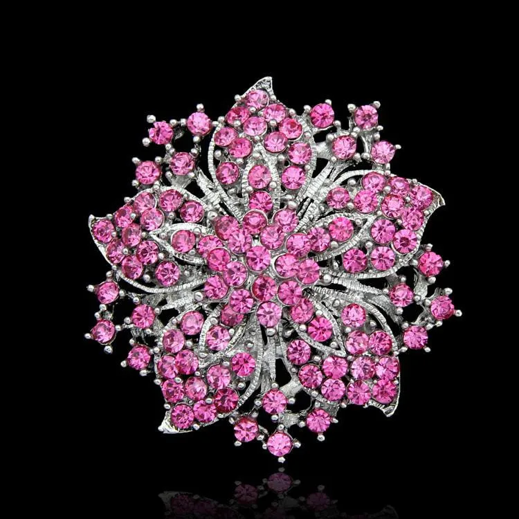 7 colors Vintage Style Black Rhinestone Crystal Diamante Party Brooch pins for women