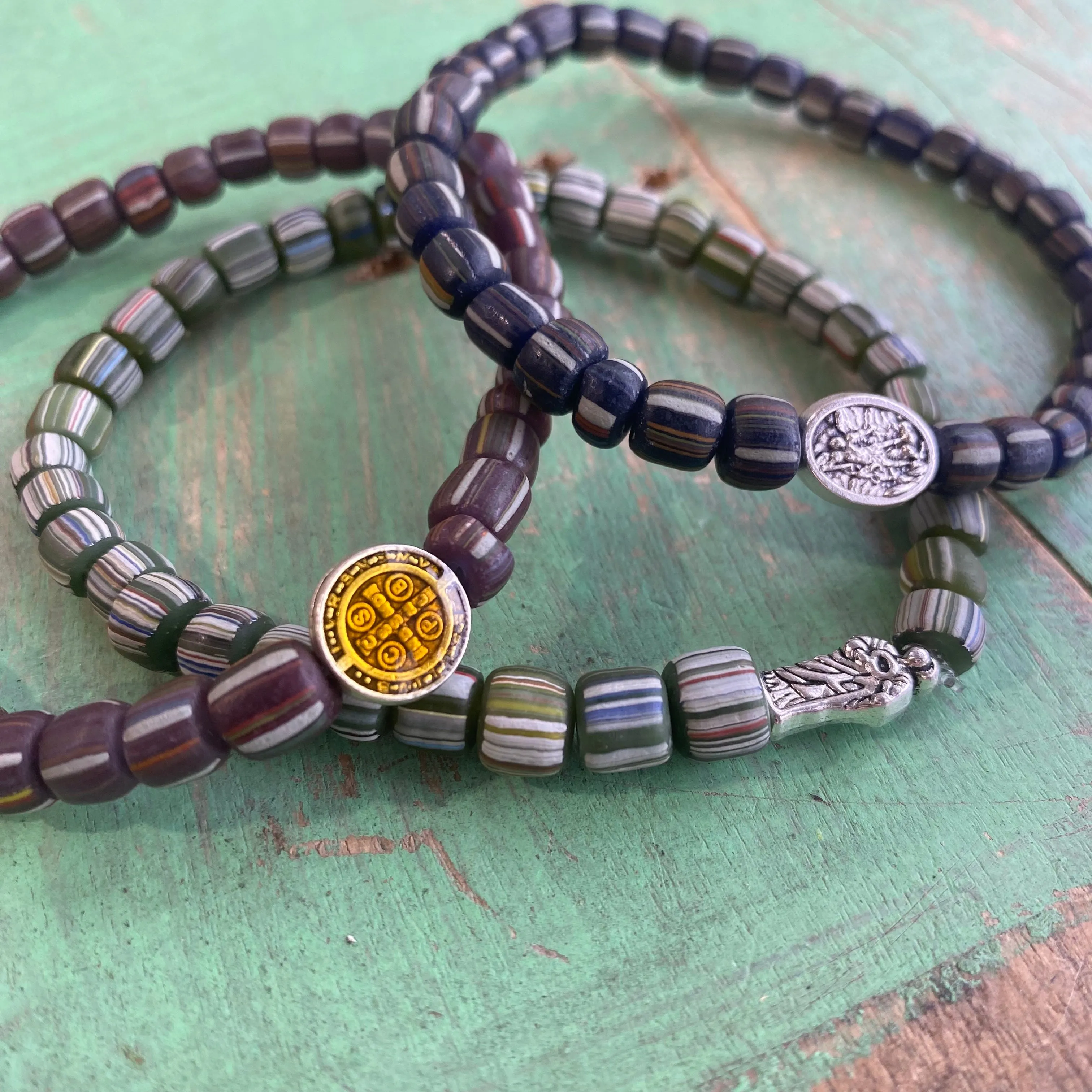 African Trade Bead Protection Bracelets