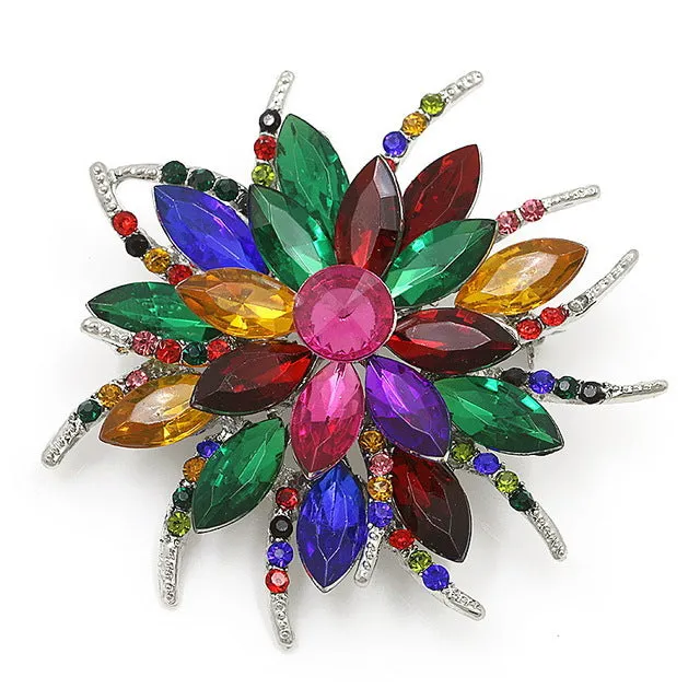 Beautiful Assorted Colors Crystal Daisy Flower Fashion Brooch Pins for Women