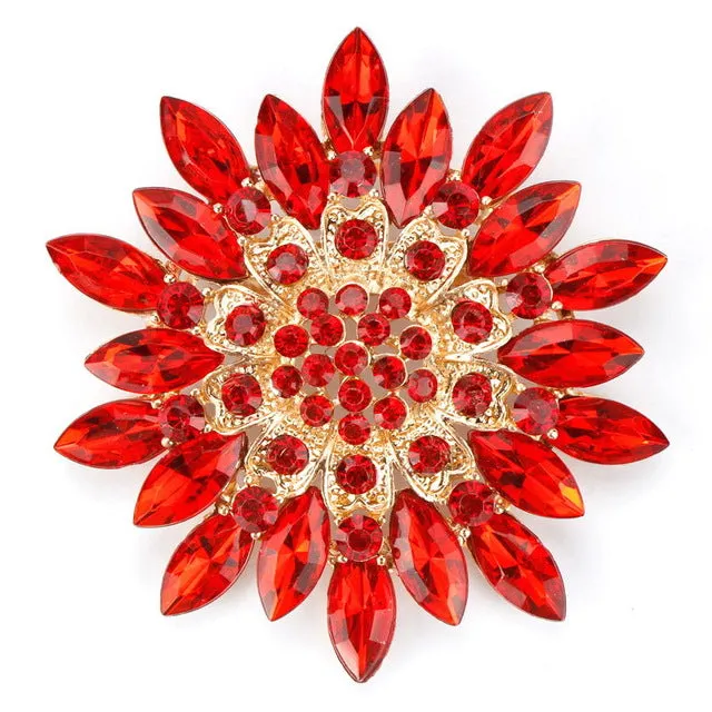 Beautiful Assorted Colors Crystal Daisy Flower Fashion Brooch Pins for Women