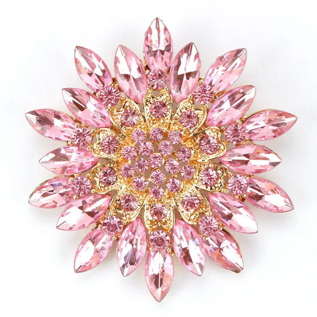 Beautiful Assorted Colors Crystal Daisy Flower Fashion Brooch Pins for Women