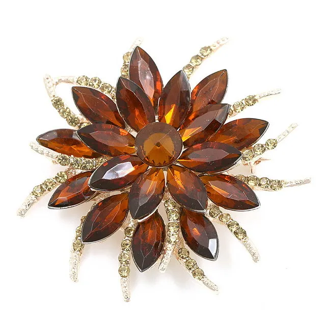 Beautiful Assorted Colors Crystal Daisy Flower Fashion Brooch Pins for Women