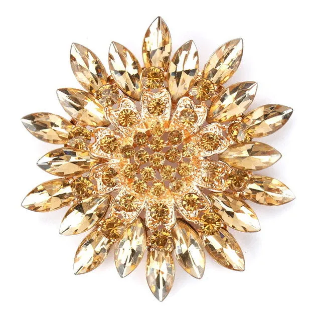 Beautiful Assorted Colors Crystal Daisy Flower Fashion Brooch Pins for Women