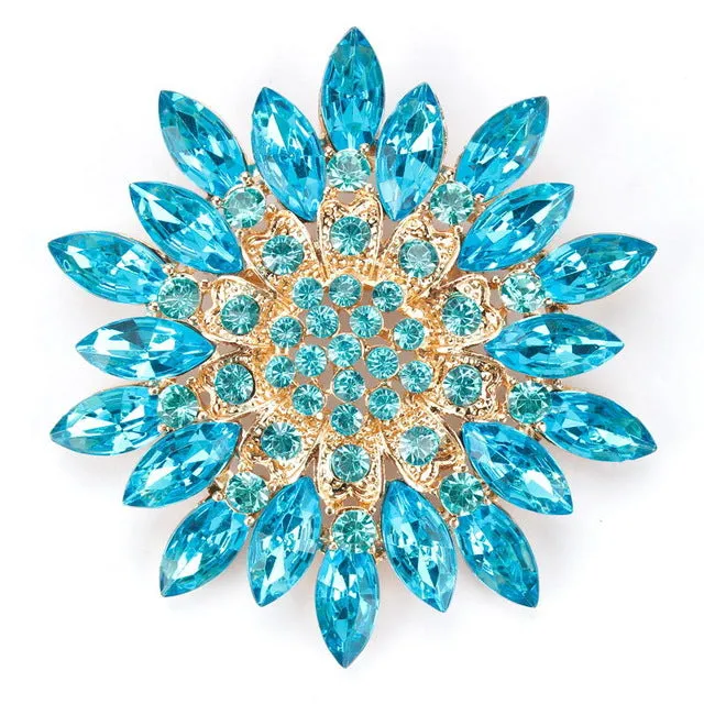 Beautiful Assorted Colors Crystal Daisy Flower Fashion Brooch Pins for Women