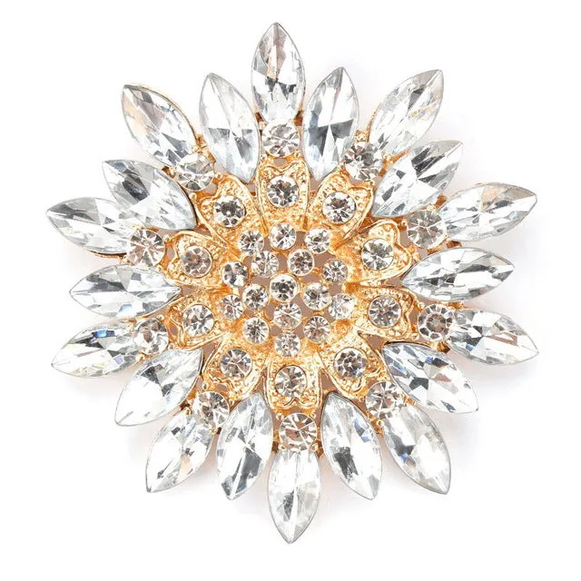 Beautiful Assorted Colors Crystal Daisy Flower Fashion Brooch Pins for Women