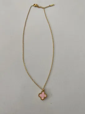 Clover Necklace - Gold & Pink