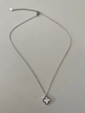 Clover Necklace - Silver & White