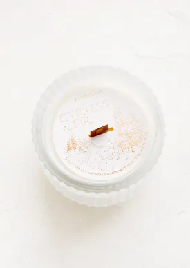 Cypress Fir Ribbed Glass Candle