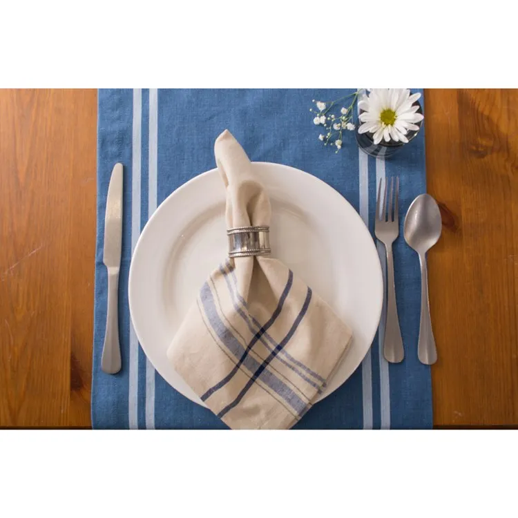 DII Blue Chambray French Stripe 72" x 14" Table Runner