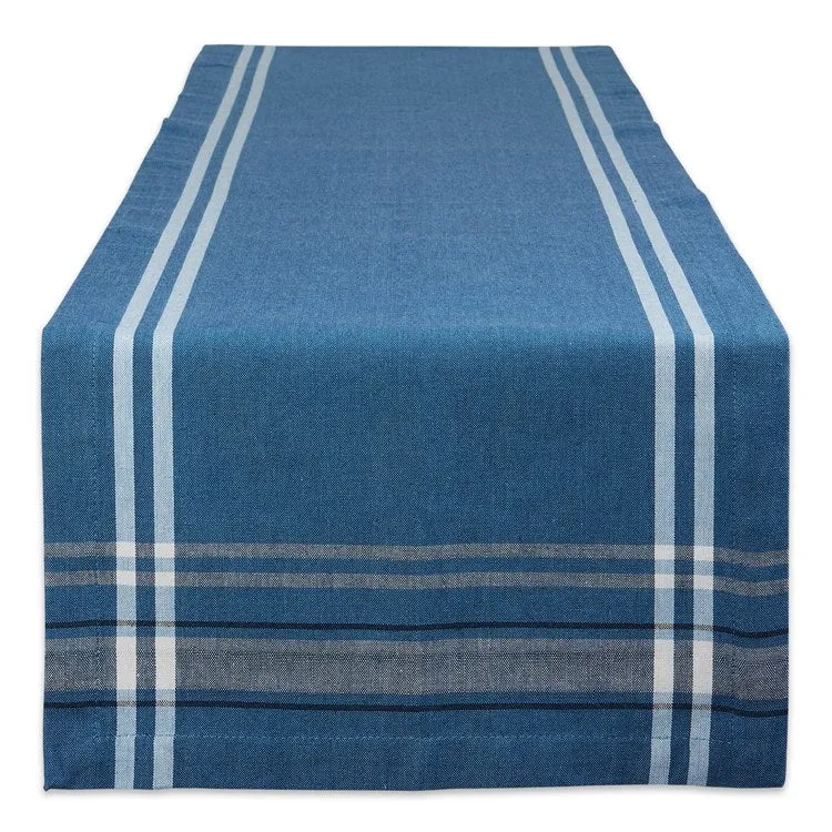 DII Blue Chambray French Stripe 72" x 14" Table Runner