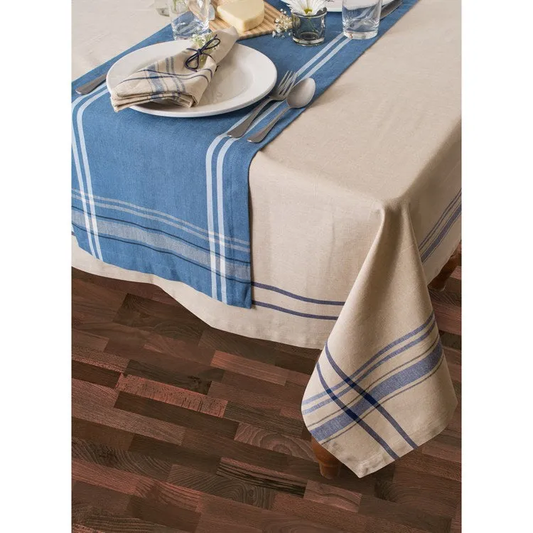DII Blue Chambray French Stripe 72" x 14" Table Runner