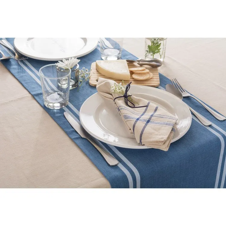 DII Blue Chambray French Stripe 72" x 14" Table Runner