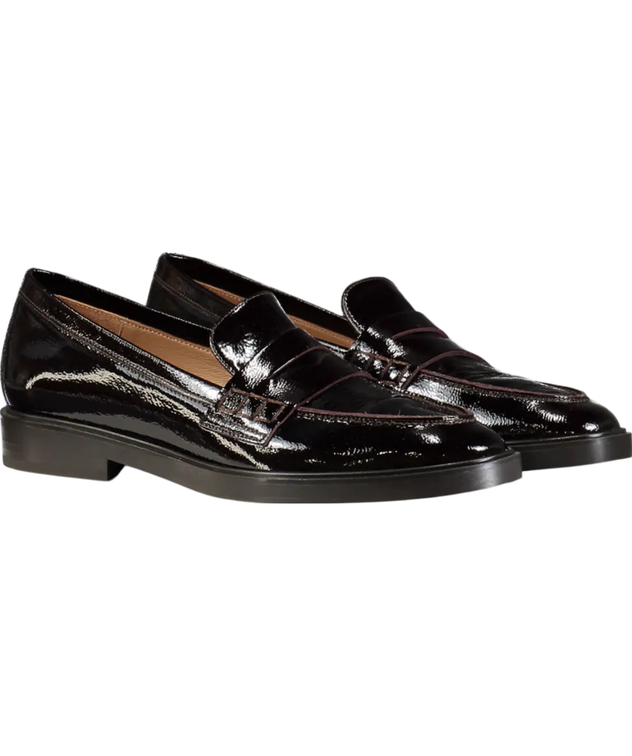 Flattered Brown Sara Leather Patent Burgundy Loafers UK 7 EU 40 👠