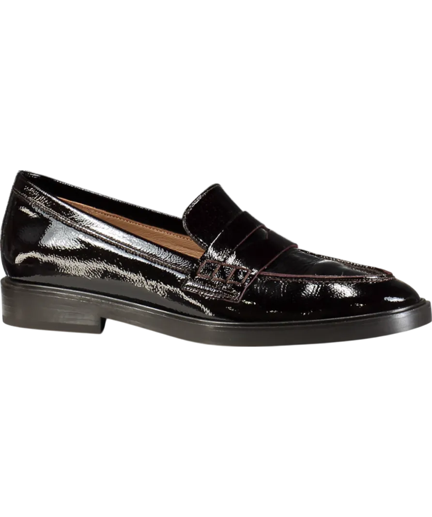 Flattered Brown Sara Leather Patent Burgundy Loafers UK 7 EU 40 👠