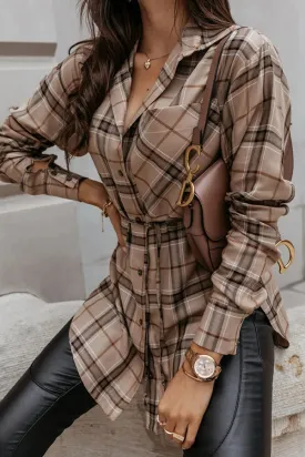 Grab My Hand Plaid Button Up Belt Shirt Grab My Hand Plaid Button Up Belt Shirt
