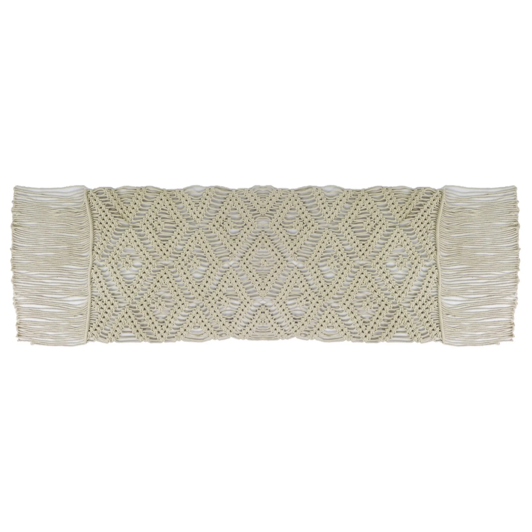 Handmade Cotton Woven Macrame Table Runner in White