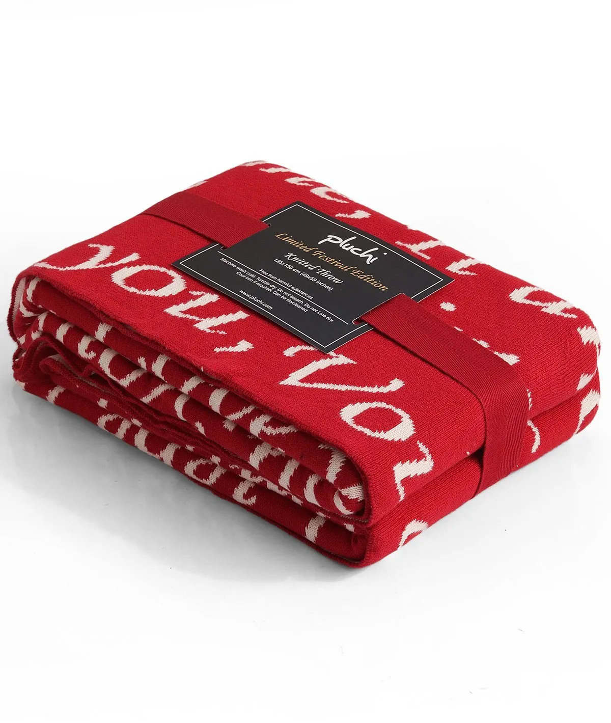 I Love You - Red 100% Cotton Knitted All Season AC Throw Blanket