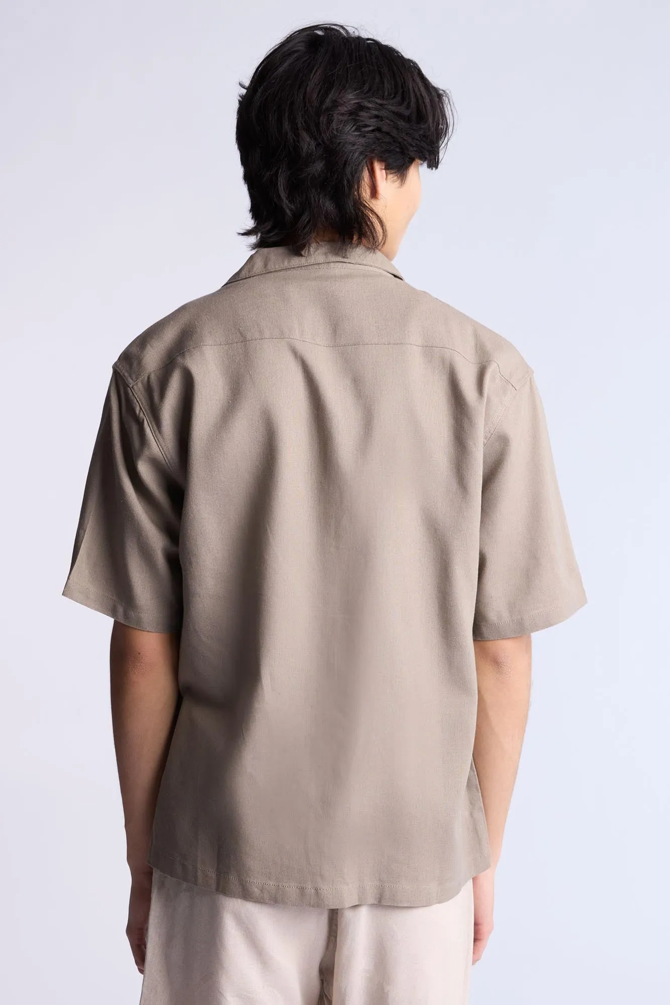 Linen-Blend Button-Up Shirt