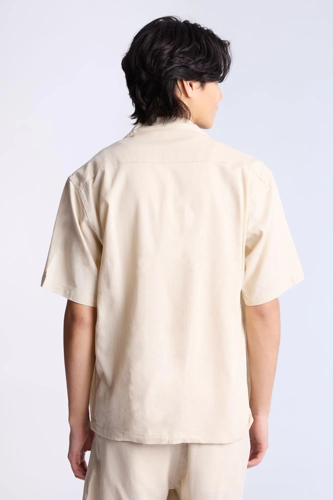 Linen-Blend Button-Up Shirt