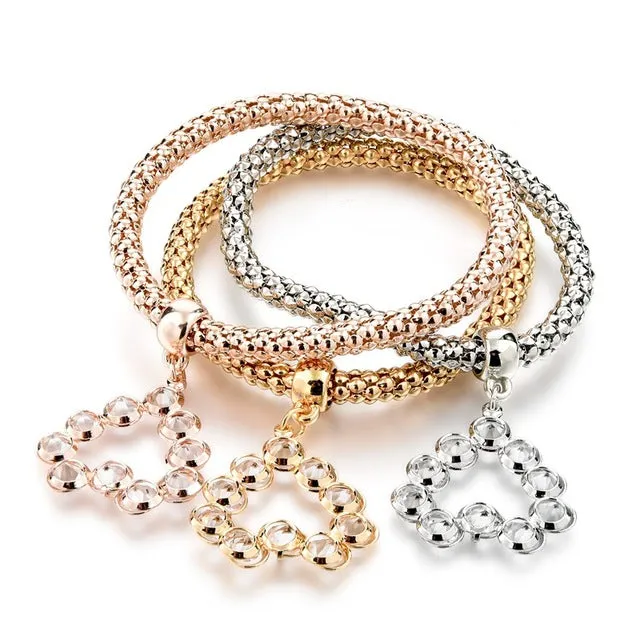 LongWay Vintage Designer Austrian Rhinestones Gold Color Tree of Life Charm Bracelets Popcorn Chain Jewelry For Women SBR160104