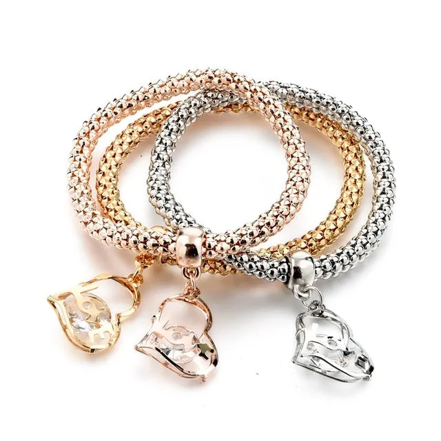 LongWay Vintage Designer Austrian Rhinestones Gold Color Tree of Life Charm Bracelets Popcorn Chain Jewelry For Women SBR160104