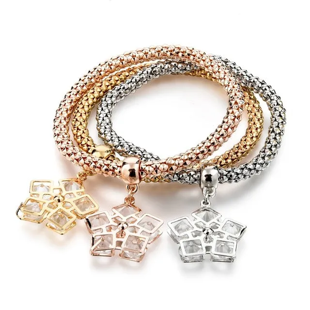 LongWay Vintage Designer Austrian Rhinestones Gold Color Tree of Life Charm Bracelets Popcorn Chain Jewelry For Women SBR160104