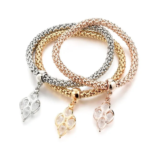 LongWay Vintage Designer Austrian Rhinestones Gold Color Tree of Life Charm Bracelets Popcorn Chain Jewelry For Women SBR160104