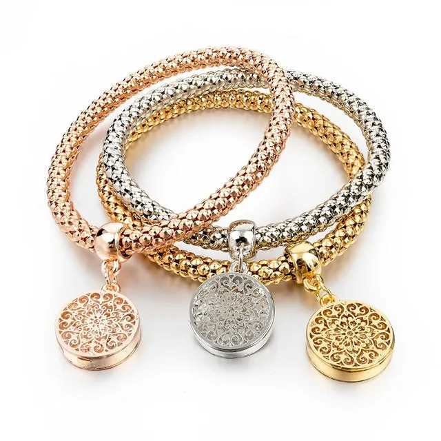 LongWay Vintage Designer Austrian Rhinestones Gold Color Tree of Life Charm Bracelets Popcorn Chain Jewelry For Women SBR160104