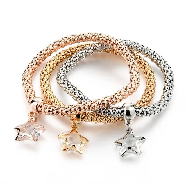 LongWay Vintage Designer Austrian Rhinestones Gold Color Tree of Life Charm Bracelets Popcorn Chain Jewelry For Women SBR160104