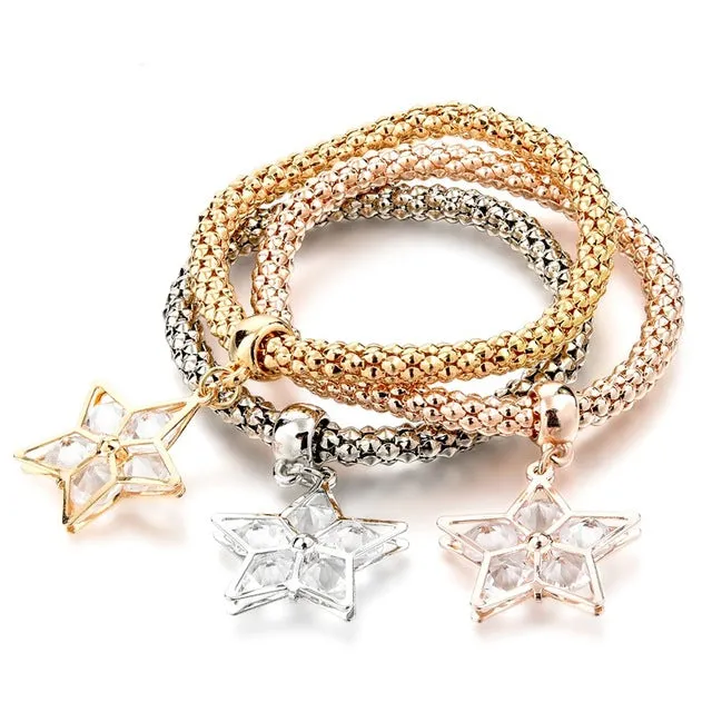 LongWay Vintage Designer Austrian Rhinestones Gold Color Tree of Life Charm Bracelets Popcorn Chain Jewelry For Women SBR160104