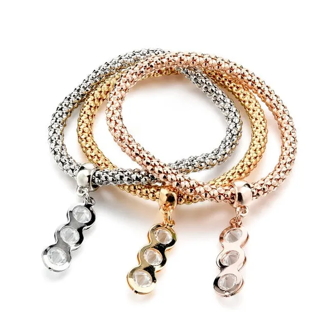 LongWay Vintage Designer Austrian Rhinestones Gold Color Tree of Life Charm Bracelets Popcorn Chain Jewelry For Women SBR160104