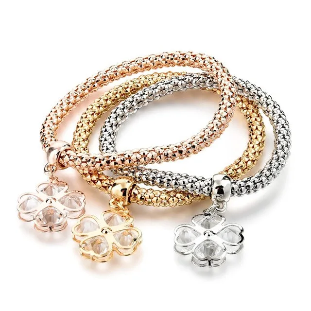LongWay Vintage Designer Austrian Rhinestones Gold Color Tree of Life Charm Bracelets Popcorn Chain Jewelry For Women SBR160104
