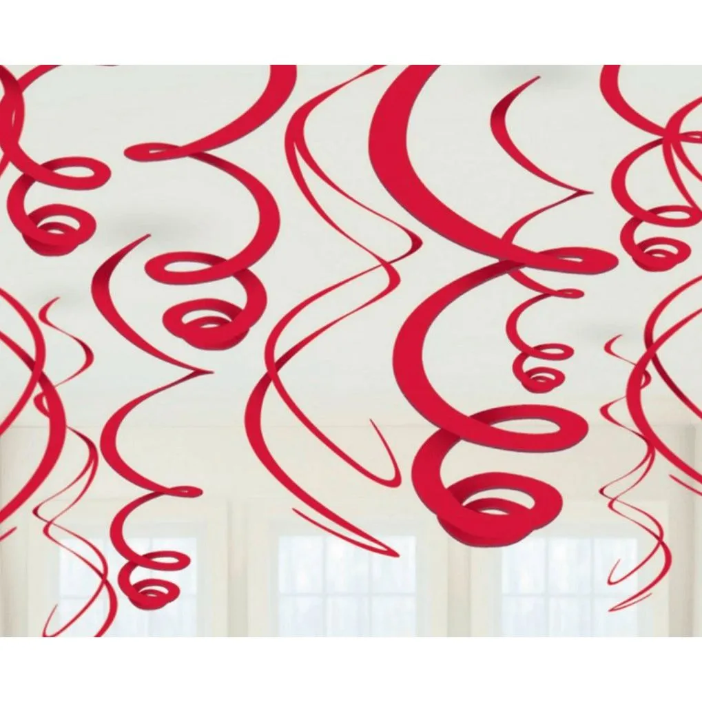 Plastic Swirl Decorations - Red