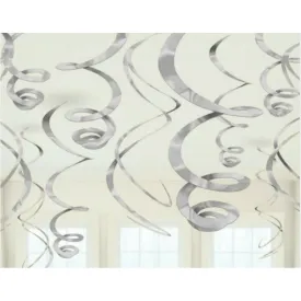 Plastic Swirl Decorations - Silver