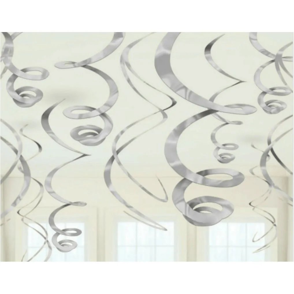 Plastic Swirl Decorations - Silver