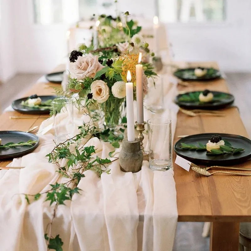 Sheer Chiffon Table Runners- Vintage Look - Wedding- Shower-Table Decor