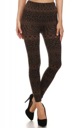 SJ15FUR44 Coffee Animal Fur Lined Legging