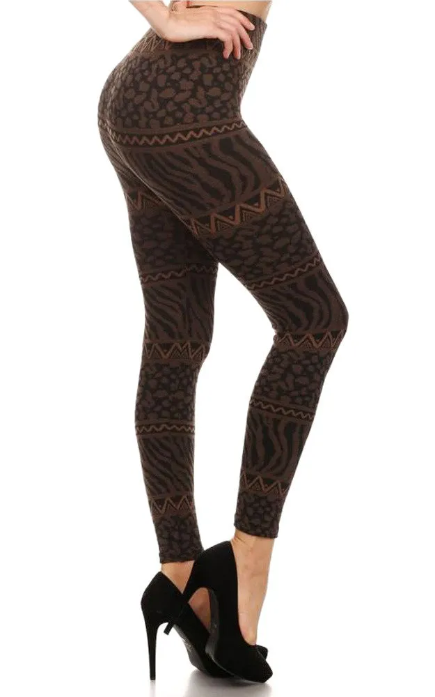 SJ15FUR44 Coffee Animal Fur Lined Legging