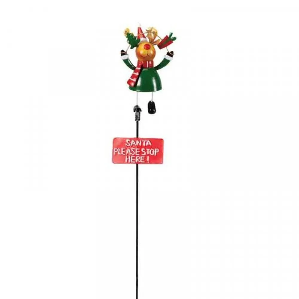 Three Kings 80cm Santa Stop Here Rudy Reindeer Stake
